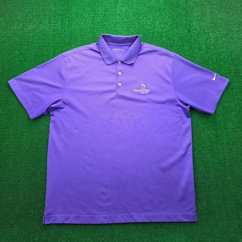 Nike Golf Dri Fit Performance Polo Shirt Mens XL Purple Crescent Farms Golf Club